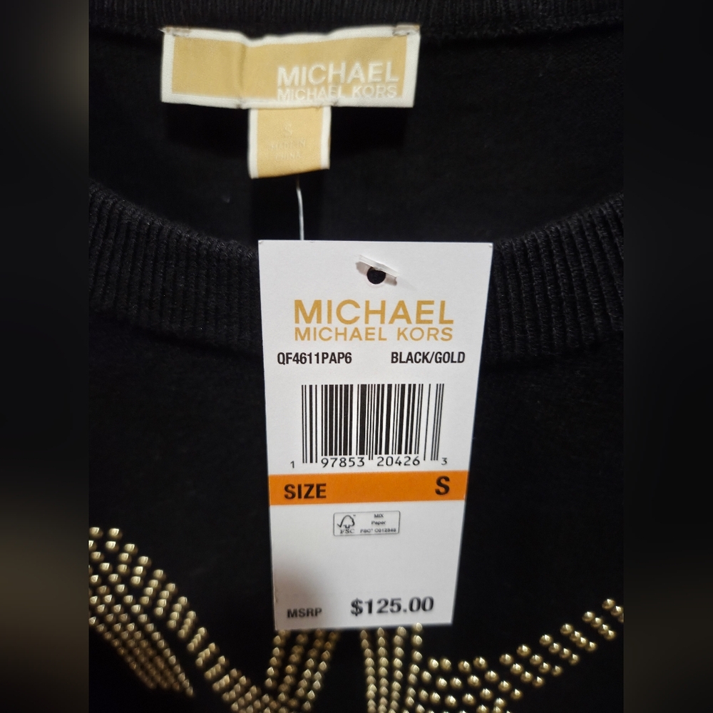 Michael Kors Black Crewneck Sweater with Logo Size S - Picture 3 of 4